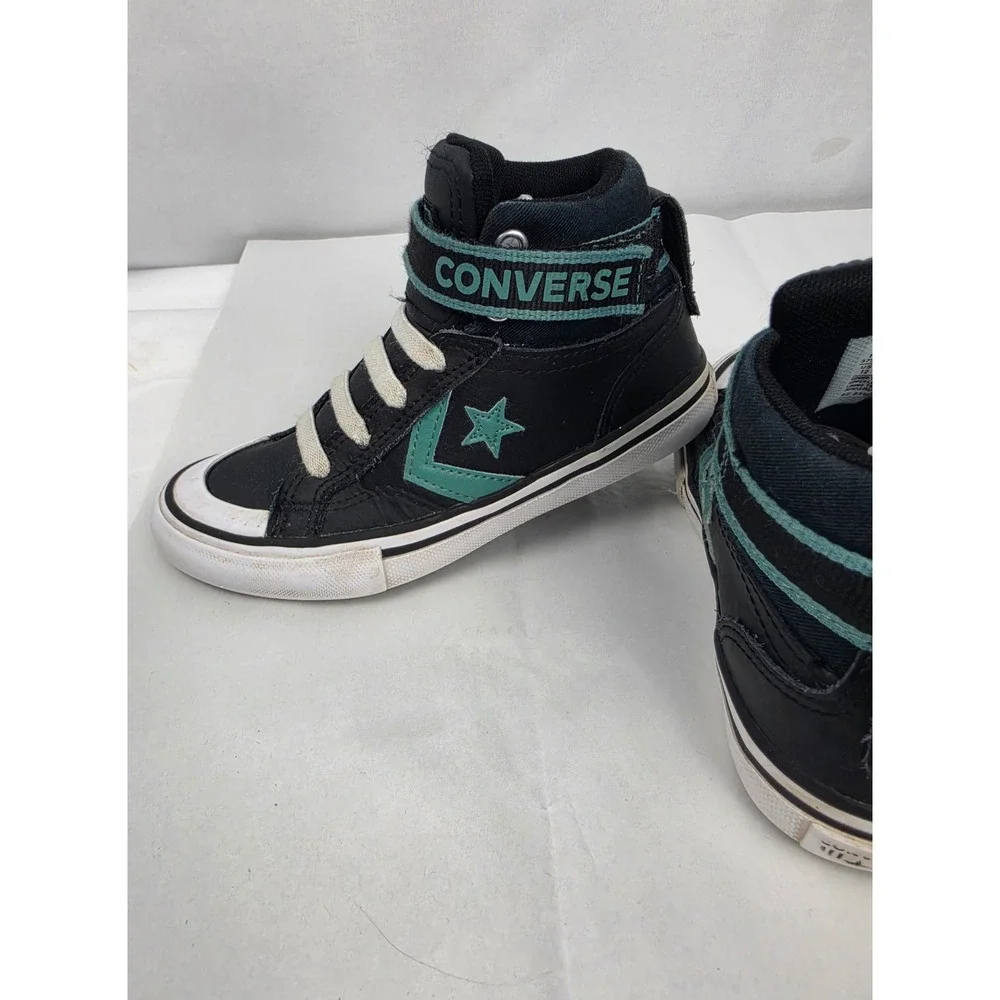 Converse Kids Pro Blaze Strap High Top Sneakers Black Teal 373216C Size 12 Youth